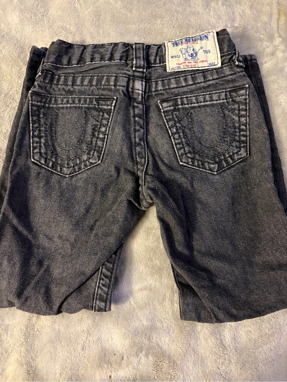 True Religion Kids Black Washed Slim Straight Jeans